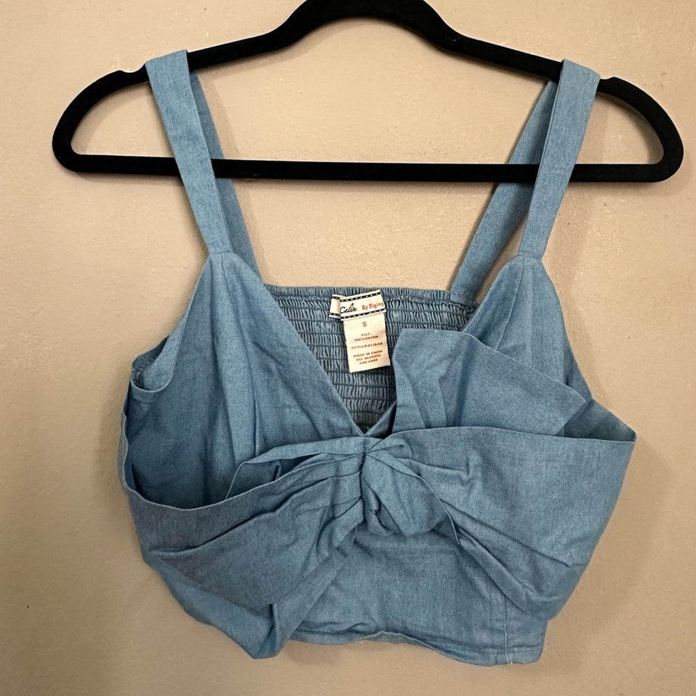 Boutique blue bow crop top